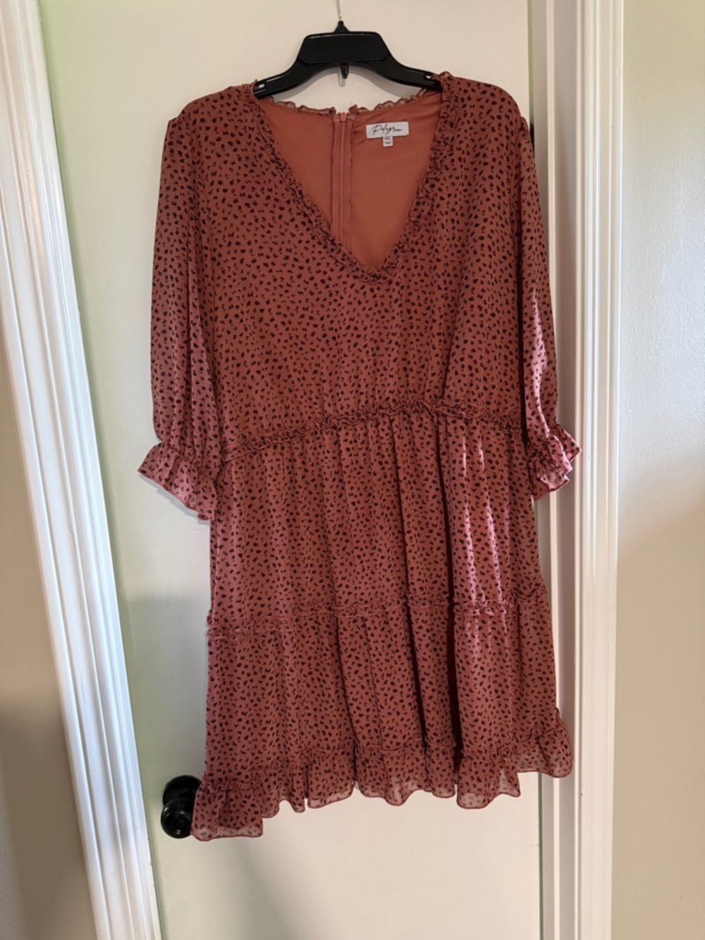 Pilcro Rust-Pink Dot Ruffle Tiered Dress